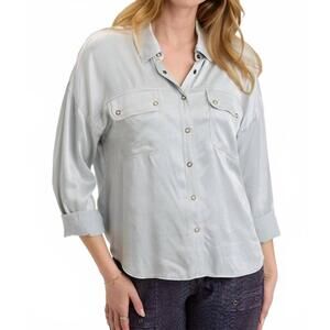 NEW XCVI baris snap-up shirt in silver